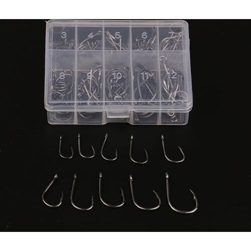 100pcs/Set Mixed Size #3~12 High Carbon Steel Carp Fishing Hooks Pack With Hole With Retail Original Box Jigging Bait