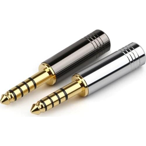 5pcs Earphone Jack 4.4mm 5 Pole Balanced Plug Gold Plated Copper Audio Connector Bright Shell Metal Hifi Headphone Wire Adapters