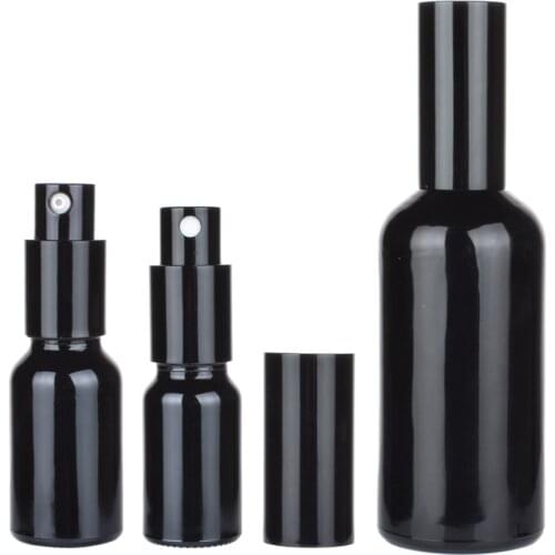 5pcs/lot 10ml 15ml 20ml 30ml 50ml 100ml Black empty glass Lotion bottle spray perfume bottle Aluminum nozzle Perfume Bottles