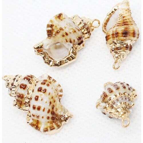 5pcs Natural Conch Shell Metal Edging Personality Shell Pendant for Jewelry Making Handmade DIY Bracelet Necklace Accessories