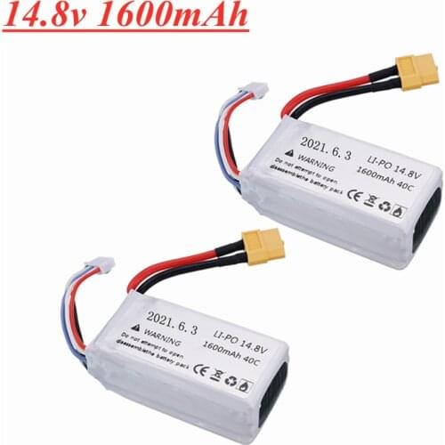 2pcs 4S 14.8V 1600mAh 40C Lipo Battery with XT60 Connector for RC Car Quadcopter Drone Spare Parts Upgrade 1500mAh 14.8v Battery