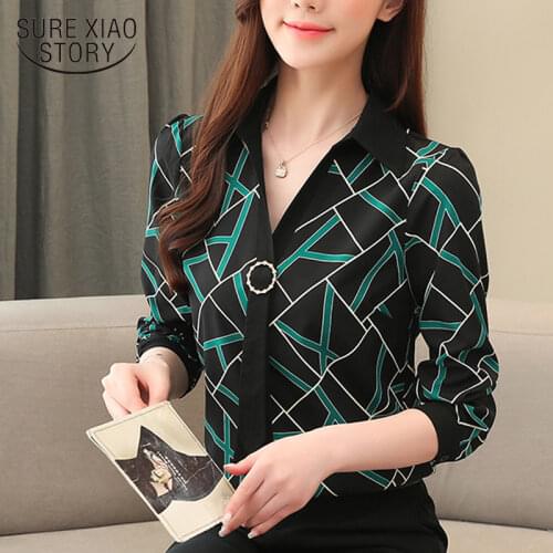 Blusas Mujer 2021 New Women Tops Clothes Long Sleeve Plaid Blouse Ladies Casual Plus Size Pullover Shirts Print Female 8088 50