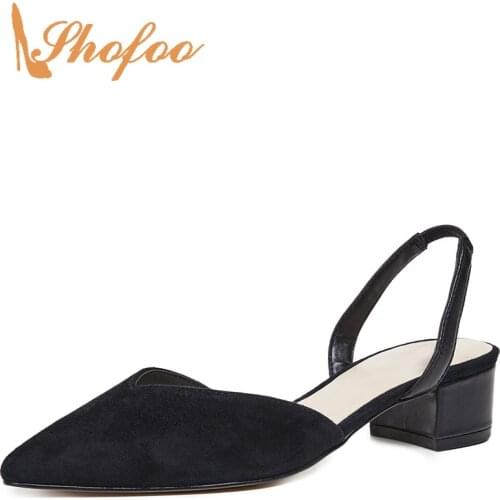 Large Size 11 16 Black Closed Pointed Toe Ankle Wrap Sandals Woman Med Chunky Heels For Ladies Summer Dress Shoes Fashion Sweet