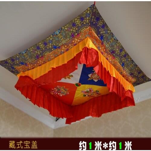 Good 100CM Buddhism Decorative art Buddhist HOME Temple wall ceiling Hanging Embroidery Enclosing Altar Buddha cover streamer