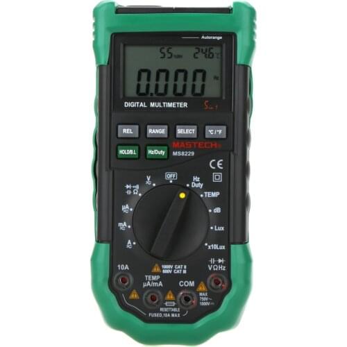 Mastech MS8229 5 in1 Digital Multimeter Multifunction Lux/Illumination Sound/Noise Level Temperature Humidity Tester Meter