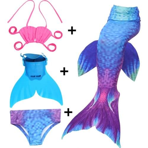 Children Mermaid Tail with Monofin Kids Girls Swimming Mermaid Tail Mermaid Costumes Swimsuit Flipper for girls