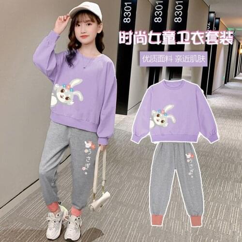 Kids Sports Suit for Girls Tracksuit 4 6 8 10 12 Years Letterprint Long Sleeve Girl Sweatsuit Autumn Winter Teen Clothing Set