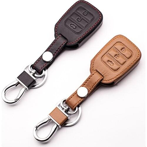 Hot sale Car-cover genuine leather car key case Car Case Cover Remote Key Fob for Honda 3 buttons remote control starline a91