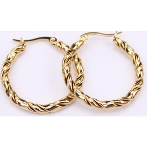 Twisted wire Classic pop earrings 30mm 40mm Two colors combination Safe without fading Stainless steel Hoop earrings LH922