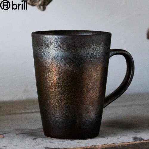 Hand Made Retro Mug Flow Glaze Metal Sense Art Japanese Ceramic Mug Coffee Milk Cup Tea Birthday Gift Set Taza Personalizada 50