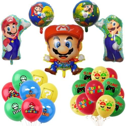Mario Theme Party Latex Balloons Super Mario Globos Cartoon Game Happy Birthday Decorations Wedding Decoration Baby Shower Gift