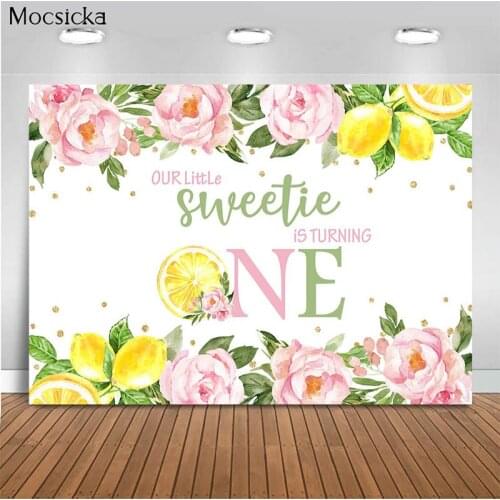 Mocsicka Baby Shower Background Flowers Lemon Decoration Style Child Portrait Photo Background Photography Banner