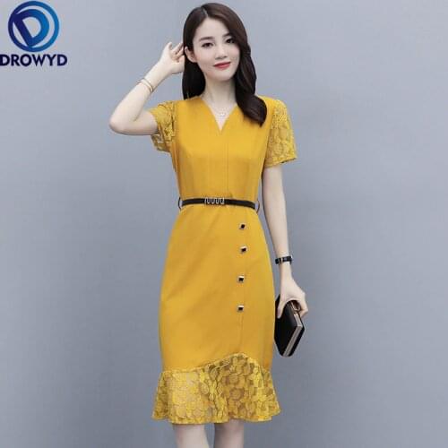 Fashion Boho Slim Chiffon Yellow Midi Dress Women Summer Elegant V-neck Short-sleeve Dress Beach Holiday Party Dresses Vestidos
