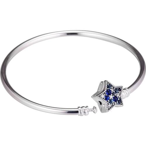 Moments Bright Star Clasp Bangles 100% 925 Sterling Silver Fine Jewelry For Women Wholesales Free Shipping