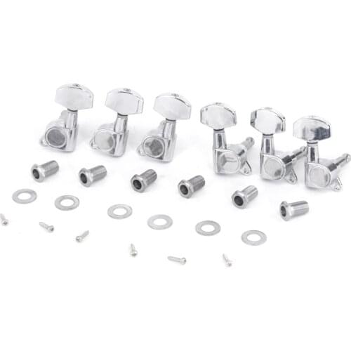 Musiclily Pro 3x3 Sealed Guitar Tuners Tuning Pegs Keys Machine Heads Set for Les Paul Style Guitar, Big Button Chrome