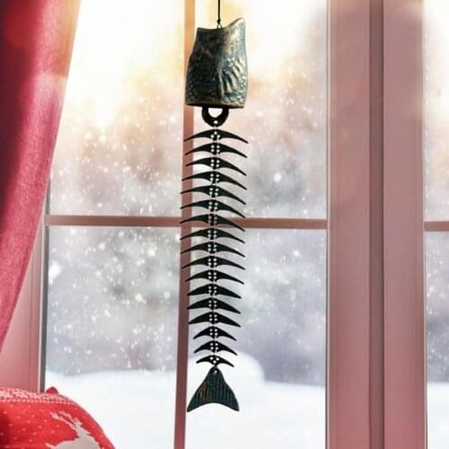 2021 New Style Wind Chime Fish Bone Design Hanging Metal Pendant Home Balcony Bedroom Decor Ornament for Garden