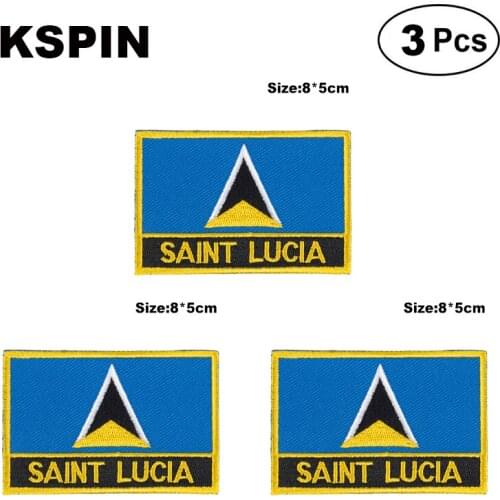Saint Lucia Rectangular Shape Flag patches embroidered flag patches national flag patches for clothing DIY Decoration
