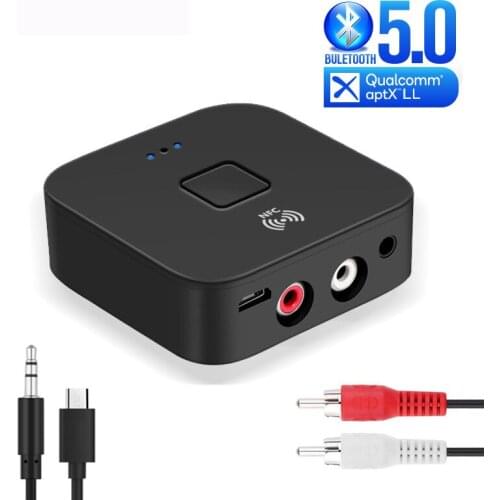 NFC Bluetooth 5.0 Receiver APTX LL 3.5mm AUX RCA Jack Wireless Adapter Auto On/OFF With Mic Bluetooth 5.0 4.2 Car Audio Receiver