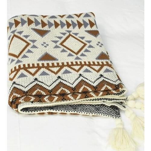 Nordic Style Simple Knitting Sofa Blanket for Bed Cover Tapestry Bedspread Soft Geometric Rugs Birthday Christmas Gifts