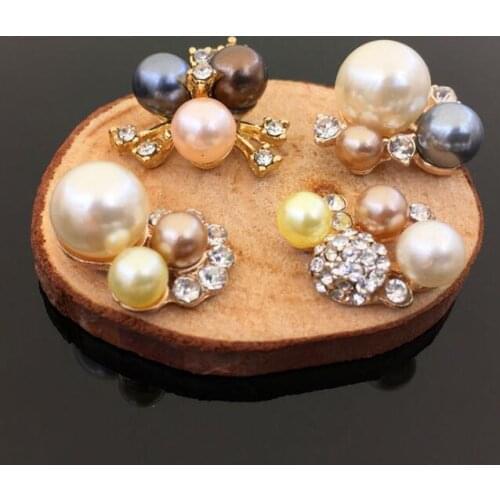 10 Piece Pearl Rhinestone Button Alloy Button Wedding Invitations Hair Flower Center Scrapbooking Decorate Korean Button