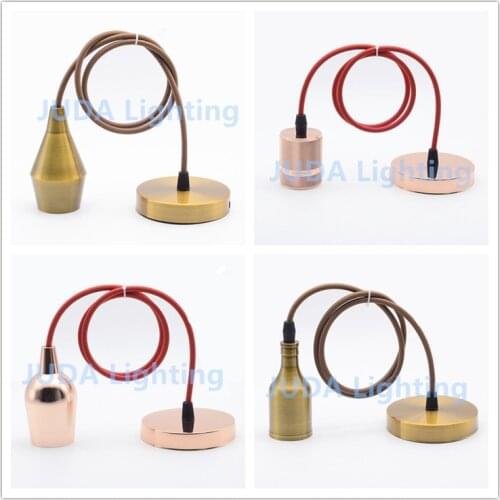 Retro Edison E27 socket lamp holder cord set ceiling rose canopy with cable wire for vintage chandeliers led pendant light bases