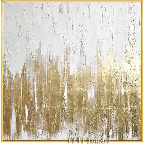 Hand painted oil painting porch restaurant decorative living room abstract wall art paintings hotel club gold foil light luxury