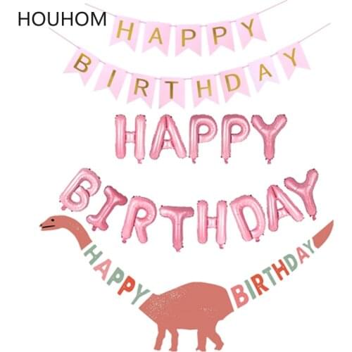 Letter Happy Birthday Banner Balloon Birthday Party Decorations Adult Kids Childres Party Balon Alphabet Dinosaur Party Ballons