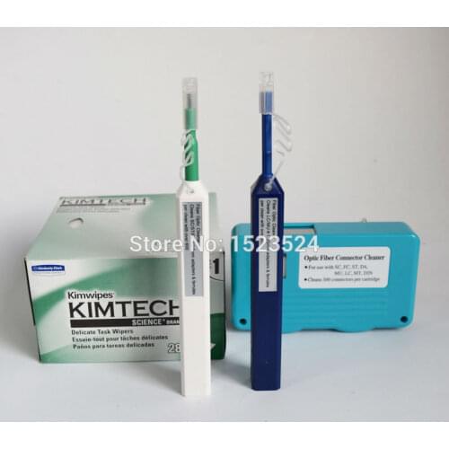 4 in 1 Fiber Optic Cleaning Tools Kit with Connector Cleaner ,One Click Cleaner 2.5mm&1.25mm , Kimwipe Wipes