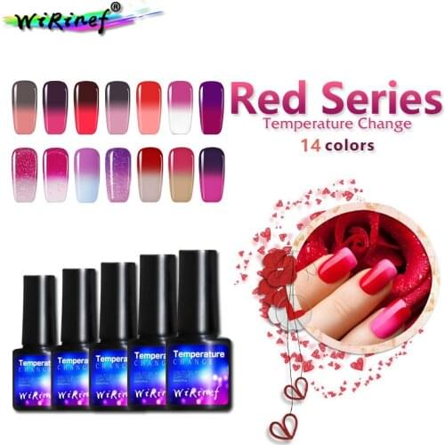 WiRinef Rose Red Series Temperature Nail Gel Polish UV LED Gel Varnish Change Colorful Nail Lacquer Nail Polish Glue