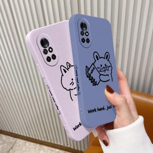 Active Rabbit Camera Lens Protect Case For Huawei Nova 8 7 6 Soft Liquid Silicone Phone Cover For 5 Pro 5Z 5I 5Ipro 5T 4 4E