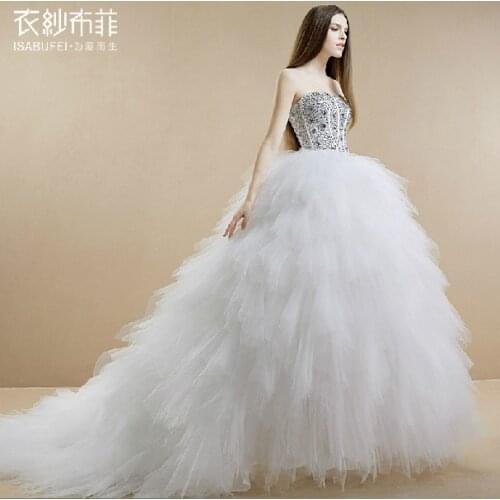 Free shipping ball gown robe de soiree 2016 new hot casamento long vestido de noiva bandage crystal wedding Dresses bridal gown
