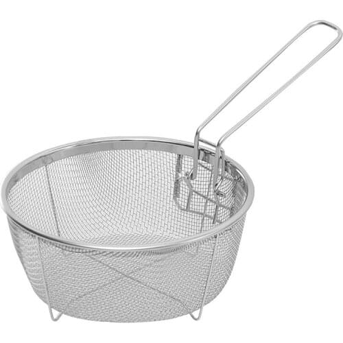 1Pcs Stainless Steel Fry Baskets Hot Oil Frying Fried Basket With Single Handle Mesh Noodle Dumplings Food Colander