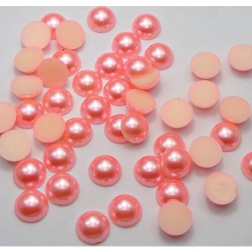 100 Pink Half Pearl Bead 12mm Flat Back Scrapbook Craft