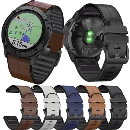 22mm 26mm Quick Release leather Watchband bracelet For Garmin Fenix 6X 6 Pro 5X 5 Plus 3 3 HR Smart Watchband Easyfit Wriststrap
