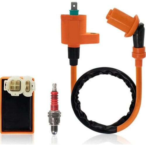 6 Pin Cdi Box For Gy6 50CC 125CC 150CC Scooter Moped Racing Motor + Ignition Coil + 3 Electrode A7TC Spark Plug