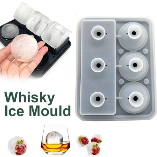 6 Cell Ice Ball Mold Silicone Ice Cube Trays Whiskey Ice Ball Maker Frozen Ice Sphere Mold Round Cube Tray for Party Bar