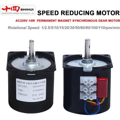 AC220V 14W Micro Low Speed Motor Reversible Geared Forward And Reverse Permanent Magnet Synchronous Geared Motor 1-110 rpm
