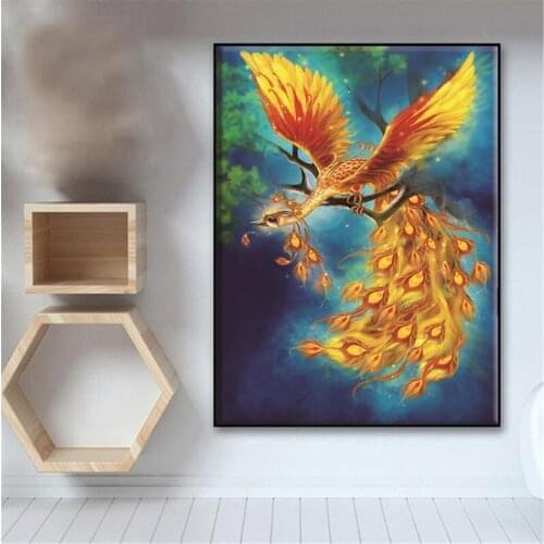 Full square round drill 5d diamond painting Phoenix mosaic Embroidery Cross Stitch Animal Bird Needlework Sets Home DecorZP-2538