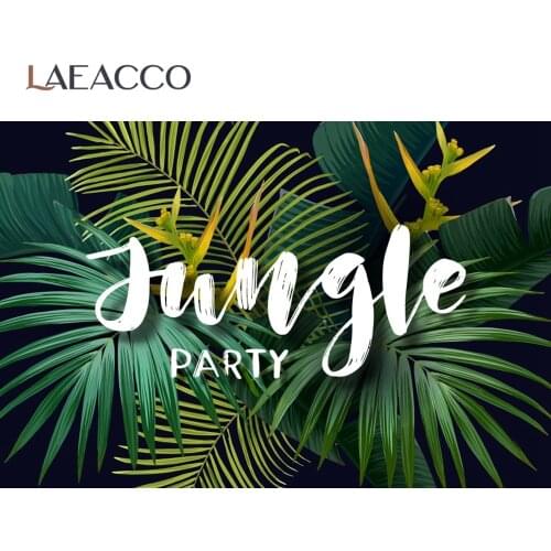 Jungle Party Tropical Summer Palms Tree Leaves Birthday Poster Pattern Baby Portrait Photo Backgrounds For Photography Backdrop