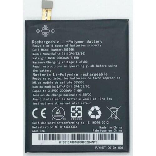 GeLar Battery 3.8V 2000mAh for ACER BAT-A13 Phone Battery
