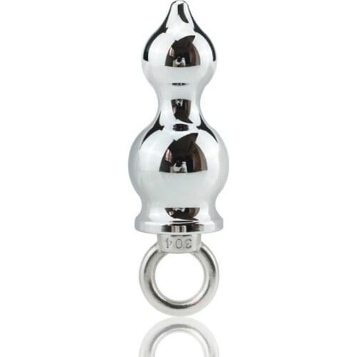 Aluminum alloy smooth Gourd Style Anal Beads with Pull Ring Anal Plug Prostate Massage Backyard Expansion Tool Sex Products