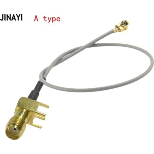 50pcs Gray IPX U.fl to SMA Jack Female Right Angle PCB Mount Connector 1.13 RF Pigtail Cable 10cm 15cm 20cm 30cm