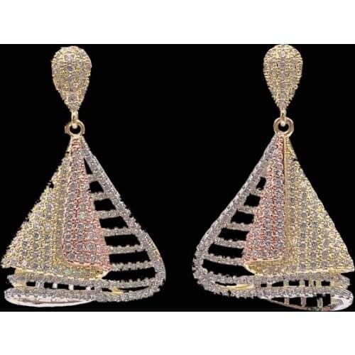 Lanyika Fashion Jewelry Graceful Distinctive Classic Artistic Sector Earrings Plated Engagement Banquet Earrings Best Gifts