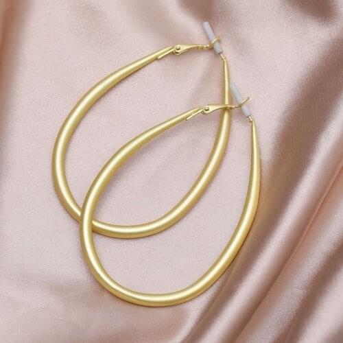 Trendy Hoop Earrings Vintage Party Matte Gold / Silver Color Earrings Big EllipseGift Dropshipping Jewelry Wholesale