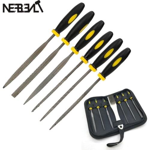 6 PC Hand Mini File and Rasp Set with Ergonomic Handles Flat Round Triangle Square Files Set For Wood/Metal/Jade/Ceramic
