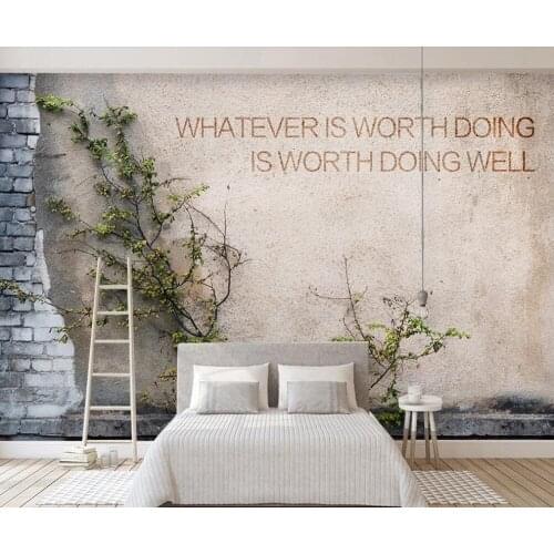 Custom 3D mural wallpaper 3D 3D modern simple pastoral style plant cement wall background wall decoration painting