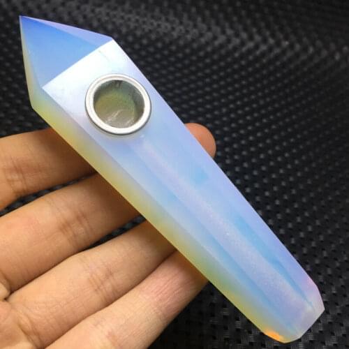 Natural opal stones Quartz Crystal Wand Pipe