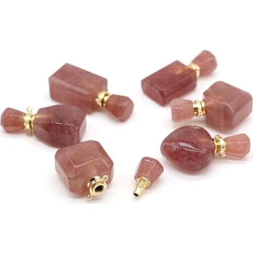 Natural Semiprecious Stone Strawberry Crystal Pendant Connector for Jewelry Making DIY Necklace Accessories Free Shipping
