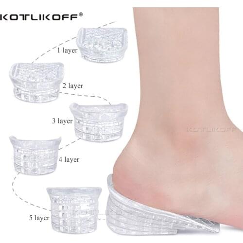 KOTLIKOFF Invisible Height Increase Insoles Adjustable 0.6-3cm UP Women Men Heel Pads Silicone Gel Lift Insole Elastic Heel Pads
