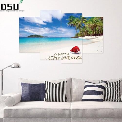New Arrival 3D Hawaii Beach Landscape Decorative Christmas Mural Stickers Bedroom Living Room Door Decorative Wall Home Decor